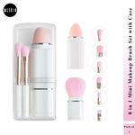 Buy MeSkin Travel Makeup Brushes Set: 8-in-1 Mini Foundation Brush, Portable Face Powder Brush, Blush Concealers, Eye Makeup Brushes, Puff Sponge with Organizers and Storage Boxes (White) - Purplle