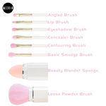 Buy MeSkin Travel Makeup Brushes Set: 8-in-1 Mini Foundation Brush, Portable Face Powder Brush, Blush Concealers, Eye Makeup Brushes, Puff Sponge with Organizers and Storage Boxes (White) - Purplle