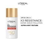 Buy L'Oreal Paris UV DEFENDER INVISIBLE RESIST DAILY SUNSCREEN SPF50+ PA++++ 50 ml | Lightweight, Waterproof, Sweatproof & Protects from Pollution & Dust - Purplle