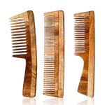 Buy Nat Habit Oil Treated Kacchi Neem Handmade Wooden Comb - Dual + Wide + Fine Tooth Combo - Combo of 3 - Purplle