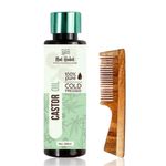 Buy Nat Habit Kacchi Neem Wood Comb for detangling & Pure Cold Pressed Castor oil Combo - Combo of 2 - Purplle