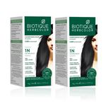 Buy Biotique Bio Herbcolor 1N Natural Black (50 g +110 ml) - Pack of 2 - Purplle
