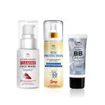 Buy TNW The Natural Wash Kumkumadi Face wash + Sun Protection Spray SPF 50 + BB Cream with SPF 30 - Combo of 3 - Purplle
