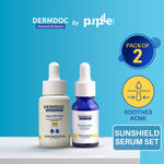 Buy DERMDOC Sunshield Serum Set | niacinamide serum | sunscreen serum | acne ,Combo of 2 - Purplle