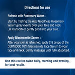 Buy DERMDOC by Purplle 10% Niacinamide Face Serum (30 ml) + Alps Goodness Rosemary Water Spray (200 ml) - Purplle