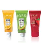 Buy Lakme Blush & Glow Lemon Face Wash With Vitamin C (100 g) + Kiwi Facewash, with Vitamin C Serum 100 gm + Strawberry Face Wash (100g) - Purplle