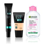 Buy Maybelline New York and Garnier Makeup essentials 1 (Maybelline New York Fit me Primer (30ml) + Maybelline New York Fit Me Liquid Foundation Tube, 128 Warm Nude, 18ml + Garnier Skin Naturals Micellar Cleansing Water All in 1 (125 ml)) - Purplle