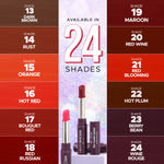 Buy Hilary Rhoda Pro Matte Non-Transfer Lipstick | Waterproof & Smudge-Proof | 12-Hour Long Stay | 24 Shades Available | Highly Pigmented Matte Finish Lipstick | 2 gm - (Bouquet Red | Shade 17) - Purplle