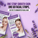 Buy Hilary Rhoda One Go Facial Wax Strips | Ready-To-Use Facial Wax Strips | Painless Hair Removal | With 2 Finish Wipes | 20 Strips (Lavender -Shade 2 ) - Purplle