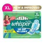 Buy Whisper Ultra Upto No Gap No Leaks Sanitary Pads, 30 XL Pads, For Heavy Flow Protection - Purplle