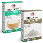 Buy BRALCON Kaolin Clay Powder, Zinc Oxide Powder non nano Combo - 200 gm (100 gm x 2 Pack) | Chinni Mitti, Zno Powder for Face Pack, Skin Care, Healthy Hair, Skin & Sunscreen Lotion - Purplle