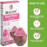 Buy BRALCON Organic Rose Petal Powder - 100 gm | Rosa indica for Facial & Skin Care| 100% Pure & Natural Rose Powder for Tanning & Glowing Skin| Skin Whitening Face Pack | Face Mask - Purplle