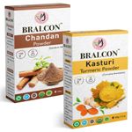 Buy BRALCON Organic Kasturi Haldi, Chandan Powder Combo- 200 gm(100 gm x 2 Pack) | sandalwood powder for face pack| amba haldi powder for Face seperate packaging - Purplle