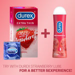 Buy Durex Extra Thin Strawberry Flavoured Condoms For Men - 12 Count - Purplle
