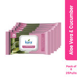 Buy Kara Refreshing Facial Wipes 25 Pulls - (Pack of 6) | Aloe Vera, Cucumber & Vitamin E | Hydrating & Gentle Cleansing | Paraben-Free & Alcohol-Free - Purplle