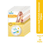 Buy Kara Nail Polish Remover Wipes Lemon - 30 Pulls (Pack of 6) | Gentle Care, Enriched with Vitamin E | Acetone-Free, Travel-Ready Care - Purplle
