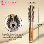 Buy Majestique Round Hair Brush for Blow Drying & Hair Styling | Nylon Bristles with Epoxy Tips | Roller Brush for Women & Men - Golden 1 Pc - Purplle