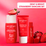 Buy Dot & Key Strawberry Dewy & Bright Strawberry Skincare Set - Sunscreen, Strobe Cream & Lip Balm - 84.5 gm - Purplle