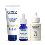 Buy DERMDOC Ultimate Exfoliate & Protect Kit for Skin & Body (Combo of 3) | 10% Glycolic Acid Peeling Solution (15ml) | 1.5% Kojic Acid & 1% Squalene Brightening Body Cream (50 gm) | Zinc Peptides* Sunscreen Serum SPF 30 (30 ml) - Purplle