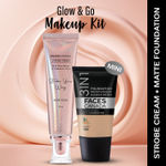 Buy FACES CANADA Rose Glow Kit 4 | Rose Gold Strobe Cream (30 ml) + Hydra Matte Foundation (Mini) - Medium Natural (18 ml) | Makeup Kit For Women (Combo Pack Of 2) - Purplle