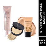 Buy FACES CANADA Starry Glow Base Makeup Combo - Peaches N Cream Tinted Moisturizer (Mini) - Light (18 gm) + Weightless Stay Matte Finish Compact Powder - Natural 02 (9 gm) + Rose Gold Strobe Cream (30 ml) - Purplle