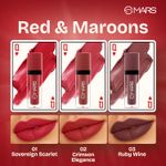 Buy MARS Queen of Mattes Liquid Lipsticks Box Set of 3 (13.5 ml) (REDS & MAROONS) | Smudgeproof & Transferproof | Intense Pigmentation Long-Lasting Wear | Customizable Colors | Matte Finish - Purplle
