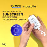 Buy DERMDOC SPF 50 1% Ceramide Complex Water Light Fluid Sunscreen (50 gm) | PA+++ | Sunblock | Lightweight | Non-Sticky I No White Cast | Non-Comedogenic - Purplle