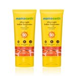 Buy Mamaearth Ultra Light Indian Sunscreen with Carrot Seed Turmeric and SPF 50 PA+++ for Sun Protection - 80 g - Pack of 2 - Purplle