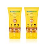 Buy Mamaearth Ubtan Detan Sunscreen With Turmeric & Saffron - 50 gm | SPF 50 & PA++++ For UVA/B Protection | Removes Tan | Brightens Skin | Non-Greasy & Lightweight | No White Cast | For All Skin Types - Pack of 2 - Purplle
