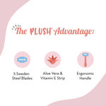 Buy Plush Irritation-Free Hair Removal Women 5-Blade Razor with Aloe Vera Lubricating Strip || Sweden-Made Stainless Steel Blades || For Easy & Safe Body Hair Removal at home || No Bumps, No Cuts || Designed for Normal-Sensitive Skin - Pack of 1 - Purplle