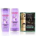 Buy L'oreal Paris Spa Retreat Hyaluron Combo (Hyaluron Moisture 72H Moisture Filling Shampoo (180 ml) + Hyaluron Moisture 72H Moisture Sealing Conditioner (180 ml) + Extraordinary Oil Smooth Steam Mask (Paraben Free) 20ml + 40 gm) - Purplle