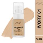 Buy AYA Eye and Face Make up Kit Combo of 2 - Perfect Matte Cover Foundation - 01 Ivory(30 ml) + Waterproof Eyeliner Pen, Black (2 ml) - Purplle