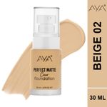 Buy AYA Eye and Face Make up Kit Combo of 2 - Perfect Matte Cover Foundation - 02 Beige(30 ml) + Waterproof Eyeliner Pen, Black (2 ml) - Purplle
