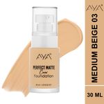 Buy AYA Eye and Face Make up Kit Combo of 2 - Perfect Matte Cover Foundation - 03 Medium Beige(30 ml) + Waterproof Eyeliner Pen, Black (2 ml) - Purplle