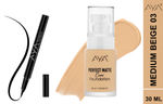 Buy AYA Eye and Face Make up Kit Combo of 2 - Perfect Matte Cover Foundation - 03 Medium Beige(30 ml) + Waterproof Eyeliner Pen, Black (2 ml) - Purplle