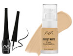 Buy AYA Eye and Face Make up Kit Combo of 2 - Perfect Matte Cover Foundation - 03 Medium Beige(30 ml) + Waterproof Eyeliner, Black (5 ml) - Purplle