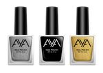 Buy AYA Nail Polish Combo Set of 3 - Silver, Black & Golden 10 ml each - Purplle
