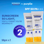 Buy DERMDOC Ultra Light SPF 50 PA+++ Daily Glow Sunscreen Twin Pack (Pack of 2) (50 gm) | Sunblock - Purplle