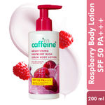 Buy mCaffeine Brightening Raspberry Sunscreen Body Lotion SPF50 PA+++ UV Protection with Niacinamide | Lightweight Cooling Body Lotion, Fruity Aroma-200 ml - Purplle