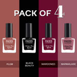 Buy FACES CANADA Ultime Pro Splash Nail Enamel - Set of 4 - Black Beauty 15, Plum 207, Marooned 401, Marmalade 108 (8ml x 4) - Purplle