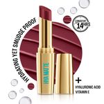 Buy Lakme 9to5 Hya Matte Lipstick With Hyaluronic Acid & Vitamin E, Hydrating, Smudge Proof, Long-lasting Up To 14Hrs, Plum Pitch 3.6 gm - Purplle