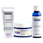 Buy DERMDOC Summer Care Trio (Combo of 3) | 2% Salicylic Acid Face Wash (120 ml) | 4% Niacinamide Day Cream (50 gm) | 4% Niacinamide Ultra Violet Brightening Sunscreen with SPF 50 PA+++ Sun Protection (60 gm)  - Purplle
