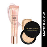 Buy FACES CANADA Matte & Glow Combo - Strobe Cream - Rose Gold (18 ml) + Weightless Stay Matte Finish Compact Powder - Natural 02 (9 gm) | Flawless Glowy Finish | Hides Imperfections - Purplle
