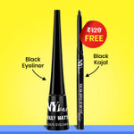 Buy NY Bae Waterproof Duo | The Big Apple Of My Eyes Kohl Kajal - Black (0.30 gm) | Truly Matte Liquid Eyeliner - Bold Black (4.5 ml) | Waterproof & Smudge proof Eyeliner & Kajal | Long Lasting |Eyeliner & Kajal Combo Pack | Essential Eye Makeup Kit - Purplle