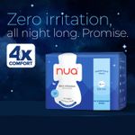 Buy Nua All Night Comfort Sanitary Pads | Pack of 30 (XL++ 320 mm) | Twin Layer Protection | 50% Wider Back and Anti Stain Wings | Upto 10 hours of Absorption | Super Soft and Breathable | No Rashes | 100% Toxic-Free - Purplle