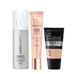 Buy FACES CANADA Always On Shine Combo - All Day Hydra Matte Foundation - Rose Ivory 011 (18 ml) + Strobe Cream - Rose Gold (18 ml) + Ultime Pro Makeup Fixer (50 ml) | Illuminating & Glowing Makeup Base | Long Lasting Makeup Setting Spray - Purplle