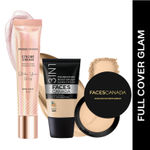 Buy FACES CANADA Full Cover Glam Combo - Strobe Cream - Rose Gold (18 ml) + Weightless Stay Matte Compact Powder - Natural 02 (9 gm) - Hydra Matte Foundation - Absolute Ivory 012 (18 ml) | Illuminating & Glowing Makeup Base | 10HR Long Wear - Purplle