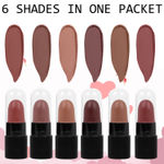 Buy Ronzille Pocket Mini Bullet Matte Finish Lipstick Nude Edition Set of 6 12 gm - Purplle