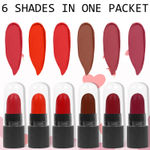 Buy Ronzille Pocket Mini Bullet Matte Finish Lipstick Red Edition Set of 6 12 gm - Purplle