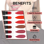 Buy Ronzille Pocket Mini Bullet Matte Finish Lipstick Red Edition Set of 6 12 gm - Purplle